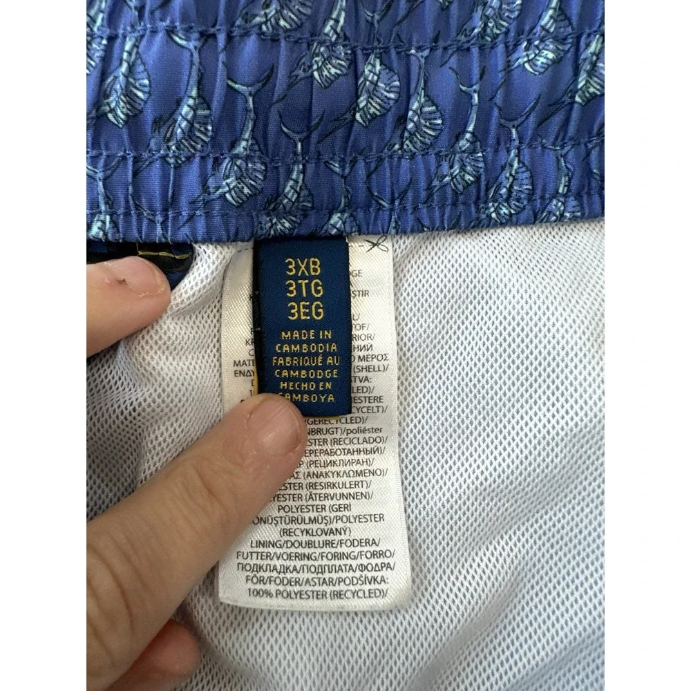 Polo Ralph Lauren Men's 3XB Blue Sail Fish Traveler Mid Swim Trunks Board Shorts